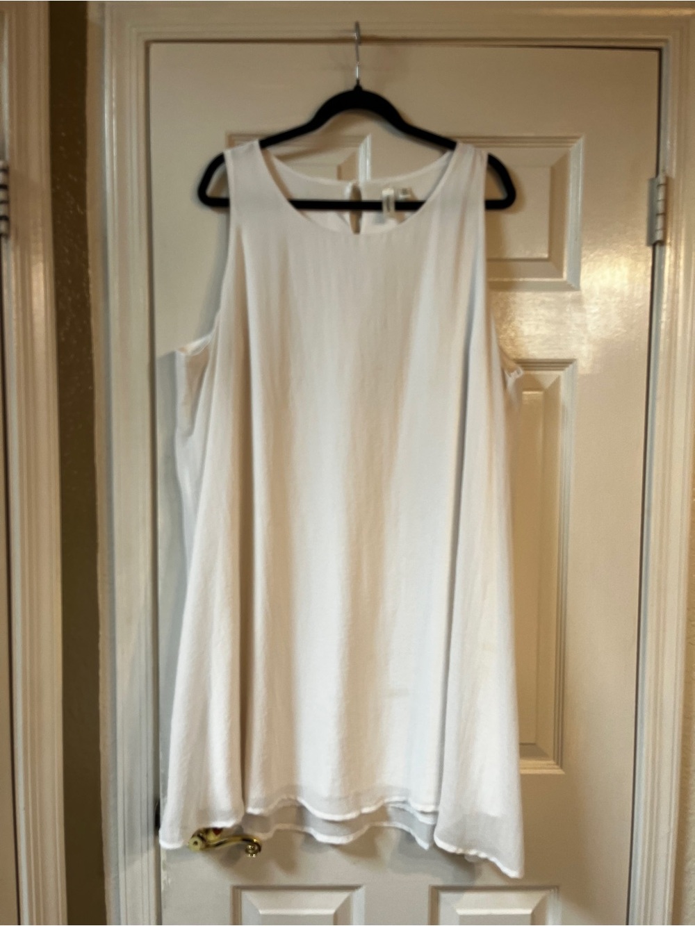 Tacera Simple White Sleeveless A-Line Dress